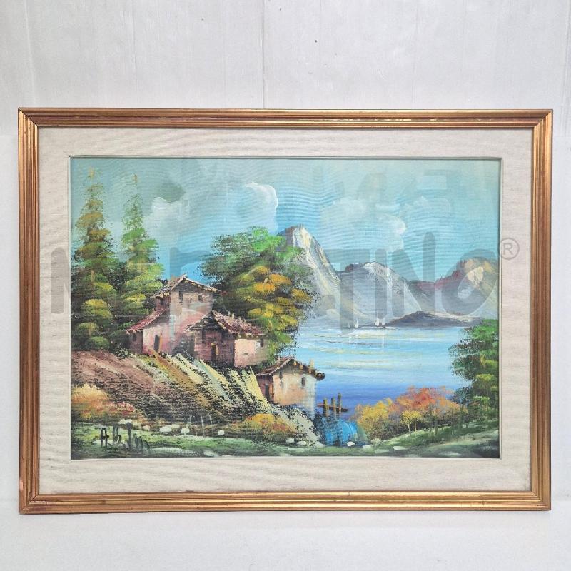 QUADRO OLIO SU TELA BORGHETTO SUL LAGO | Mercatino dell'Usato Cervia 1