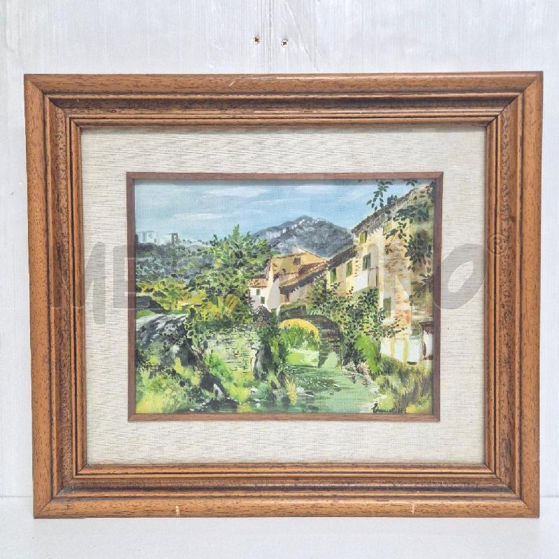 QUADRO OLIO SU TELA BORGHETTO SU FIUME | Mercatino dell'Usato Cervia 1