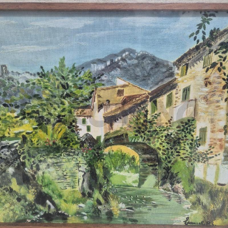 QUADRO OLIO SU TELA BORGHETTO SU FIUME | Mercatino dell'Usato Cervia 2