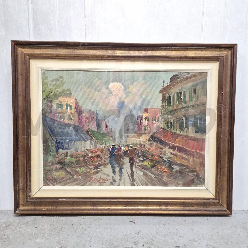 QUADRO OLIO SU TELA D'AMICO MERCATO | Mercatino dell'Usato Cervia 1