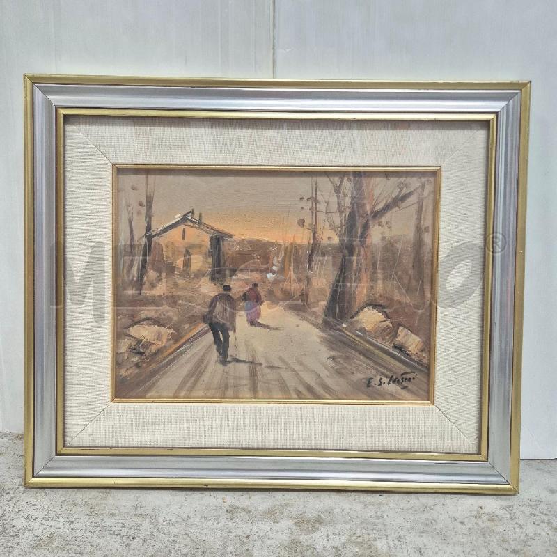 QUADRO OLIO SU TELA E. SILVESTRI VITA DI CAMPAGNA | Mercatino dell'Usato Cervia 1