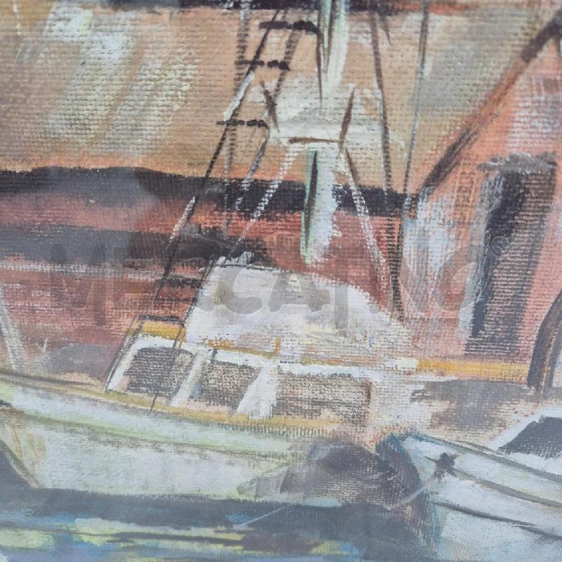 QUADRO OLIO SU TELA ELIO FABBRI BARCHE SU FIUME | Mercatino dell'Usato Cervia 2