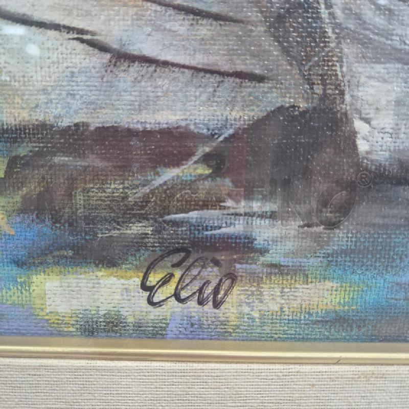 QUADRO OLIO SU TELA ELIO FABBRI BARCHE SU FIUME | Mercatino dell'Usato Cervia 3