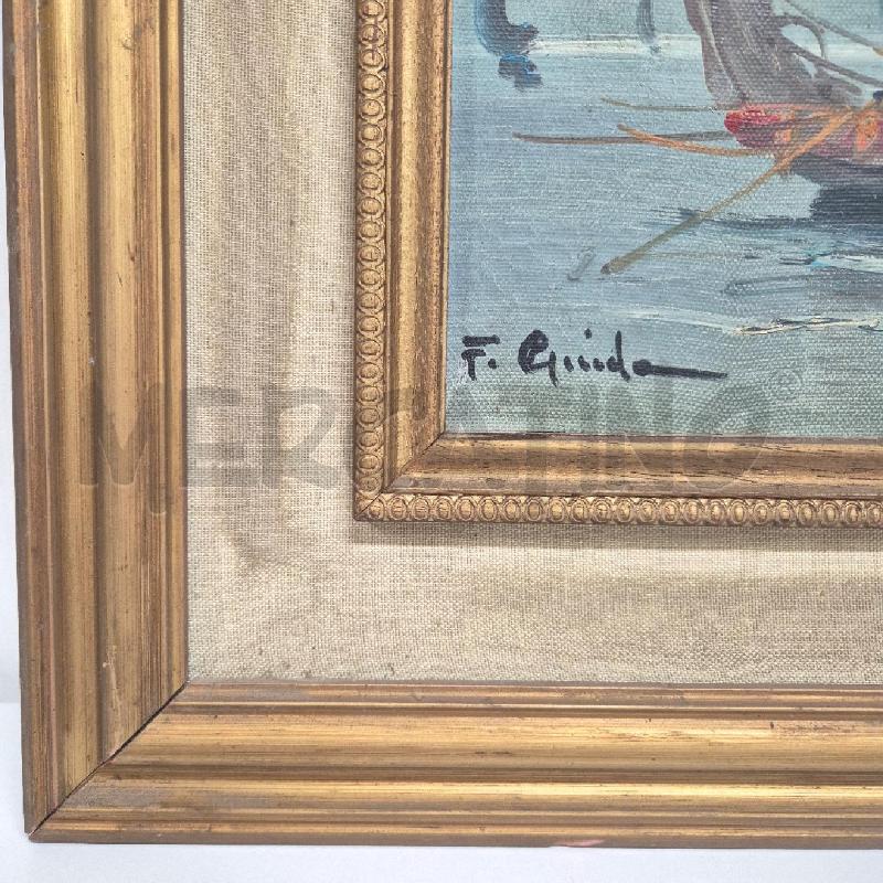 QUADRO OLIO SU TELA F. GUIDA PAESAGGIO MARINO | Mercatino dell'Usato Cervia 4