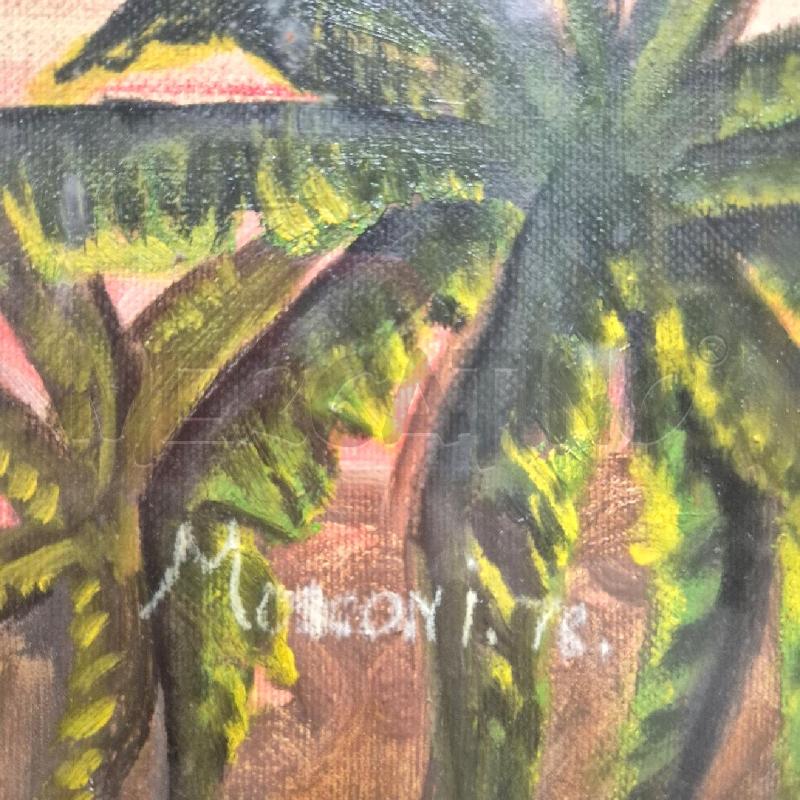 QUADRO OLIO SU TELA FENICOTTERI SU PALME | Mercatino dell'Usato Cervia 4