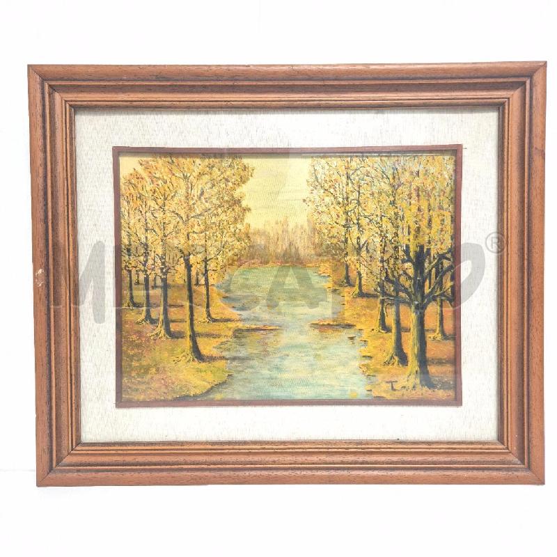 QUADRO OLIO SU TELA FIUME PAESAGGIO AUTUNNALE | Mercatino dell'Usato Cervia 1