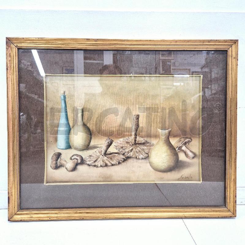 QUADRO OLIO SU TELA FOSCHI BROCCHE FUNGHI | Mercatino dell'Usato Cervia 1