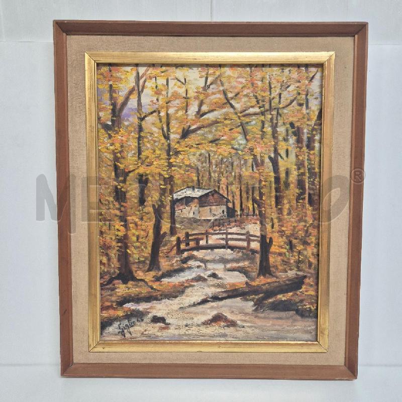 QUADRO OLIO SU TELA GIGLIO PAESAGGIO AUTUNNALE FIUME | Mercatino dell'Usato Cervia 1
