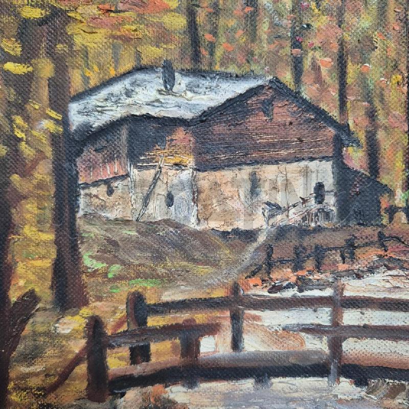 QUADRO OLIO SU TELA GIGLIO PAESAGGIO AUTUNNALE FIUME | Mercatino dell'Usato Cervia 2