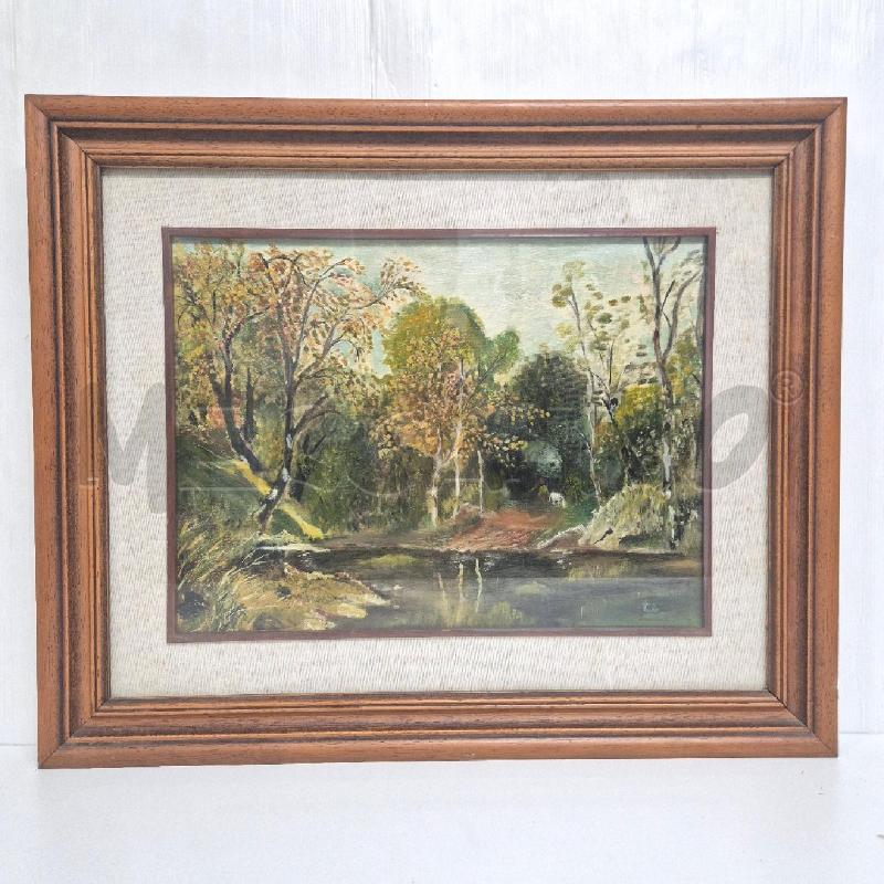 QUADRO OLIO SU TELA LAGHETTO PESCATORE | Mercatino dell'Usato Cervia 1
