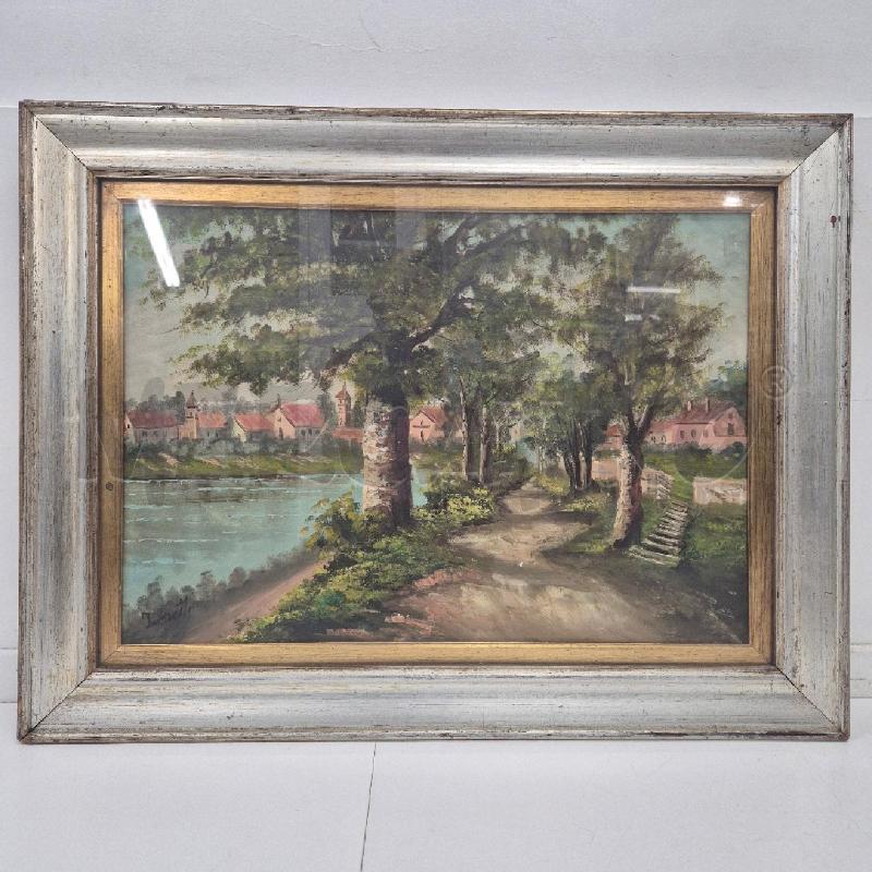QUADRO OLIO SU TELA LUNGOLAGO | Mercatino dell'Usato Cervia 1