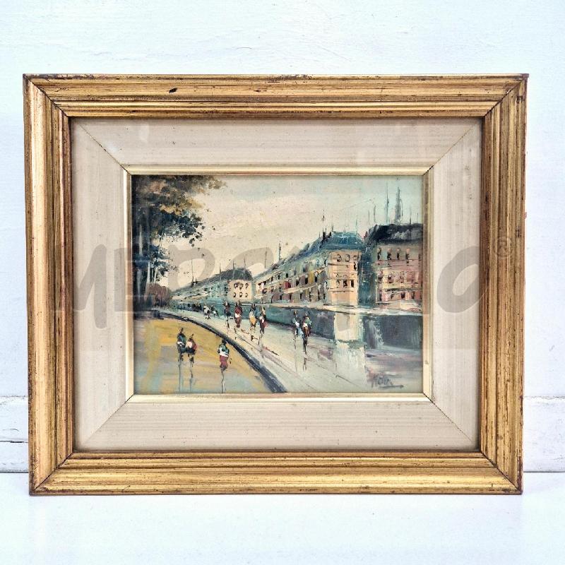 QUADRO OLIO SU TELA MELLE STRADA IN CITTÀ | Mercatino dell'Usato Cervia 1