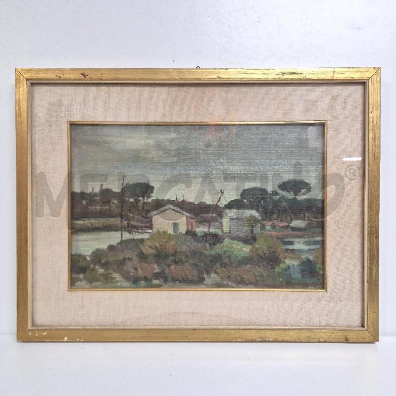 QUADRO OLIO SU TELA MONTANARI CASE SU FIUME | Mercatino dell'Usato Cervia 1