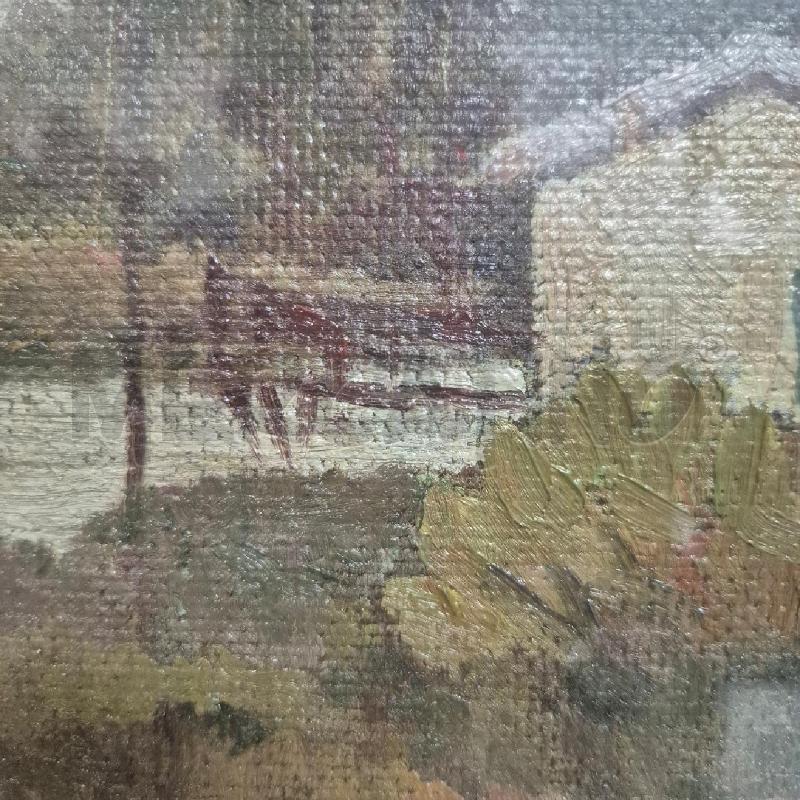 QUADRO OLIO SU TELA MONTANARI CASE SU FIUME | Mercatino dell'Usato Cervia 3