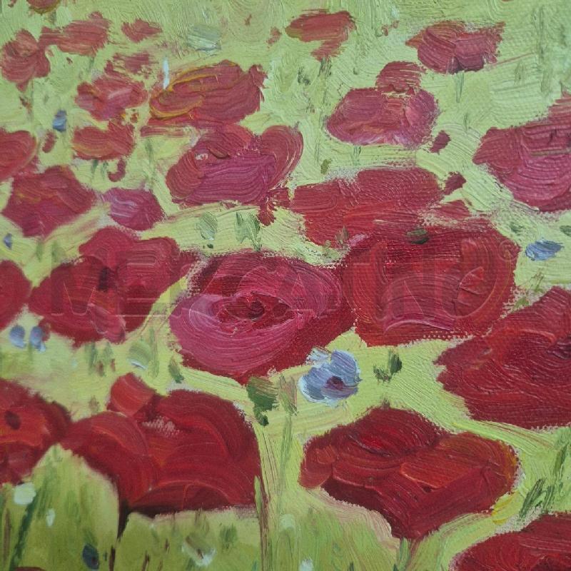 QUADRO OLIO SU TELA PAESAGGIO DI CAMPAGNA PAPAVERI | Mercatino dell'Usato Cervia 2