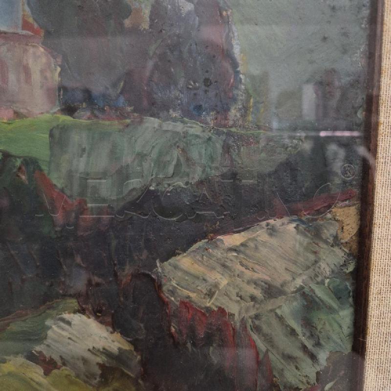 QUADRO OLIO SU TELA PAESINO IN CAMPAGN | Mercatino dell'Usato Cervia 3