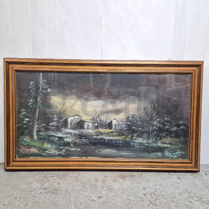 QUADRO OLIO SU TELA PITIN CASE SU FIUME | Mercatino dell'Usato Cervia 1