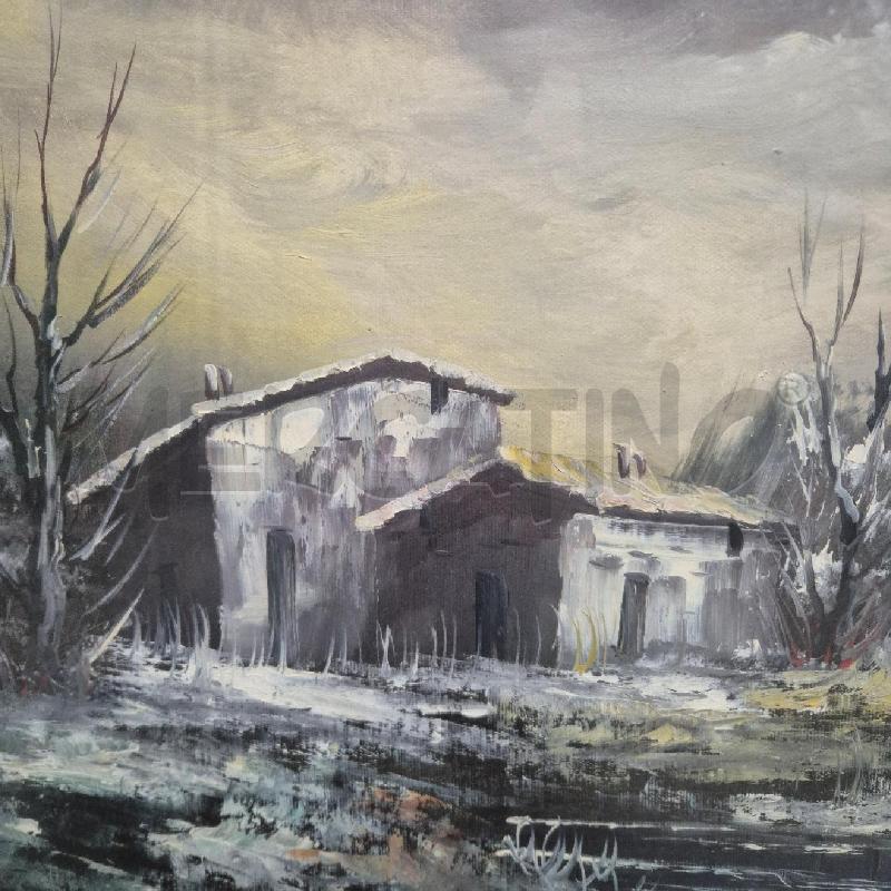 QUADRO OLIO SU TELA PITIN CASE SU FIUME | Mercatino dell'Usato Cervia 2