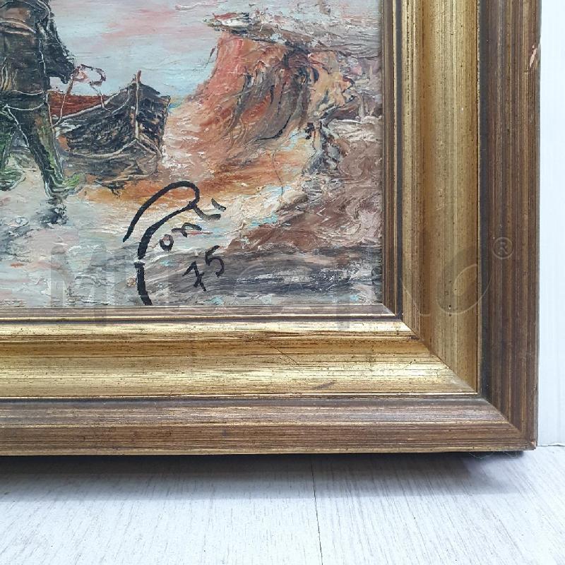 QUADRO OLIO SU TELA PONTI TRAMONTO SU MARE | Mercatino dell'Usato Cervia 4