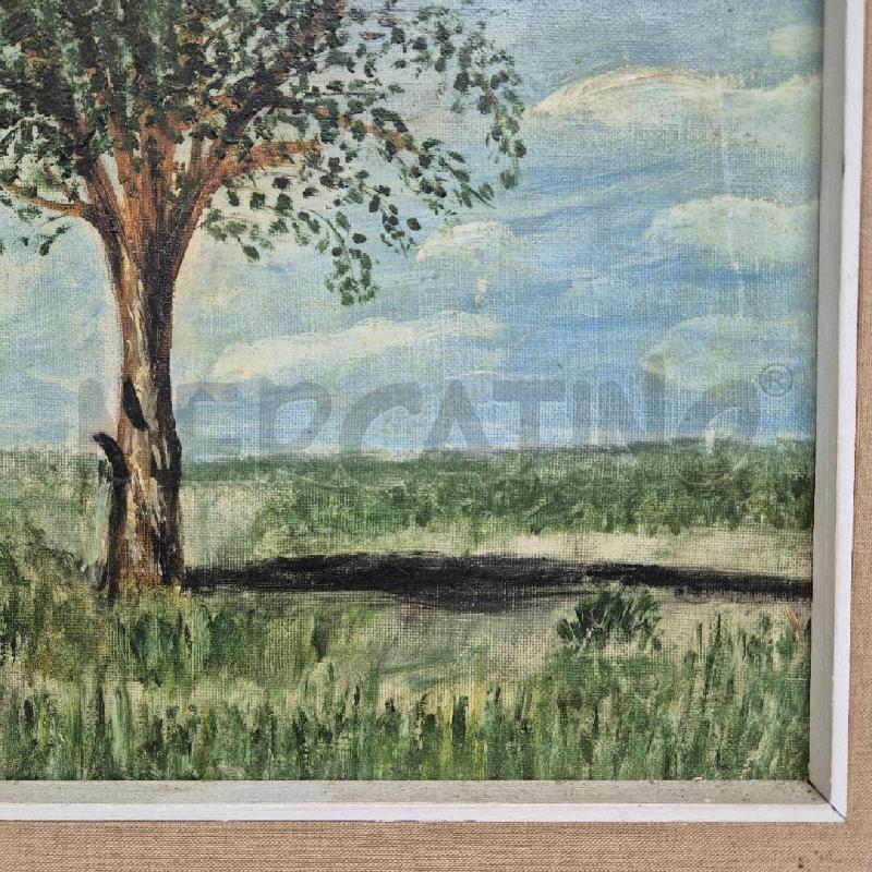 QUADRO OLIO SU TELA PRATERIA CON ALBERO | Mercatino dell'Usato Cervia 3