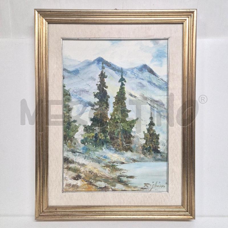 QUADRO OLIO SU TELA RIGHINI PAESAGGIO DI MONTAGNA | Mercatino dell'Usato Cervia 1