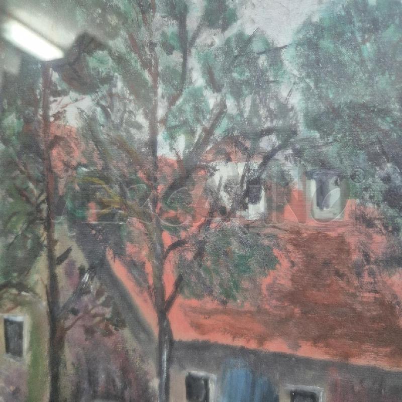 QUADRO OLIO SU TELA STRADA ALBERATA DI CITTÀ | Mercatino dell'Usato Cervia 2