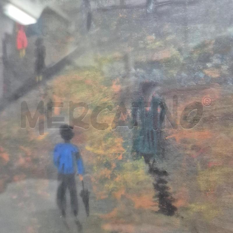 QUADRO OLIO SU TELA STRADA ALBERATA DI CITTÀ | Mercatino dell'Usato Cervia 3