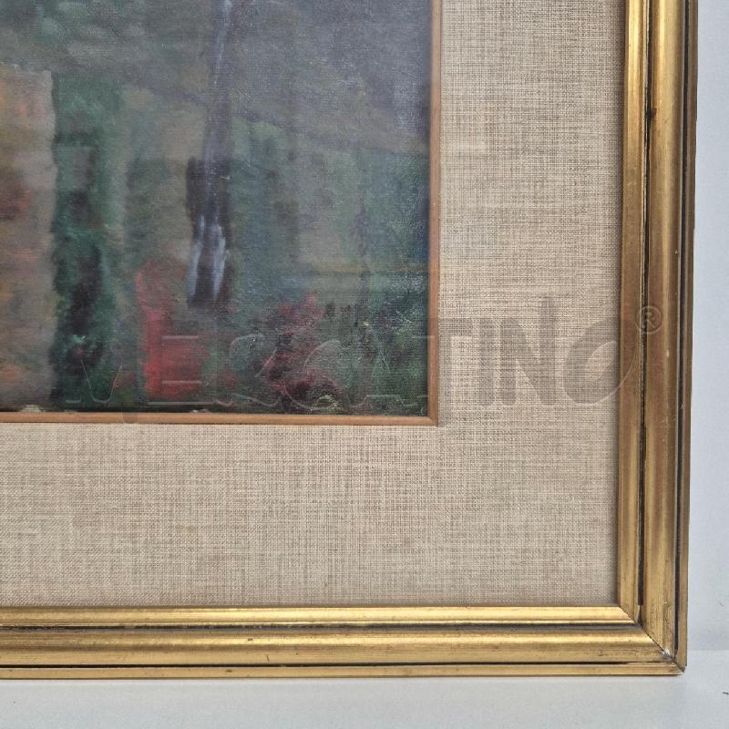 QUADRO OLIO SU TELA STRADA ALBERATA DI CITTÀ | Mercatino dell'Usato Cervia 4
