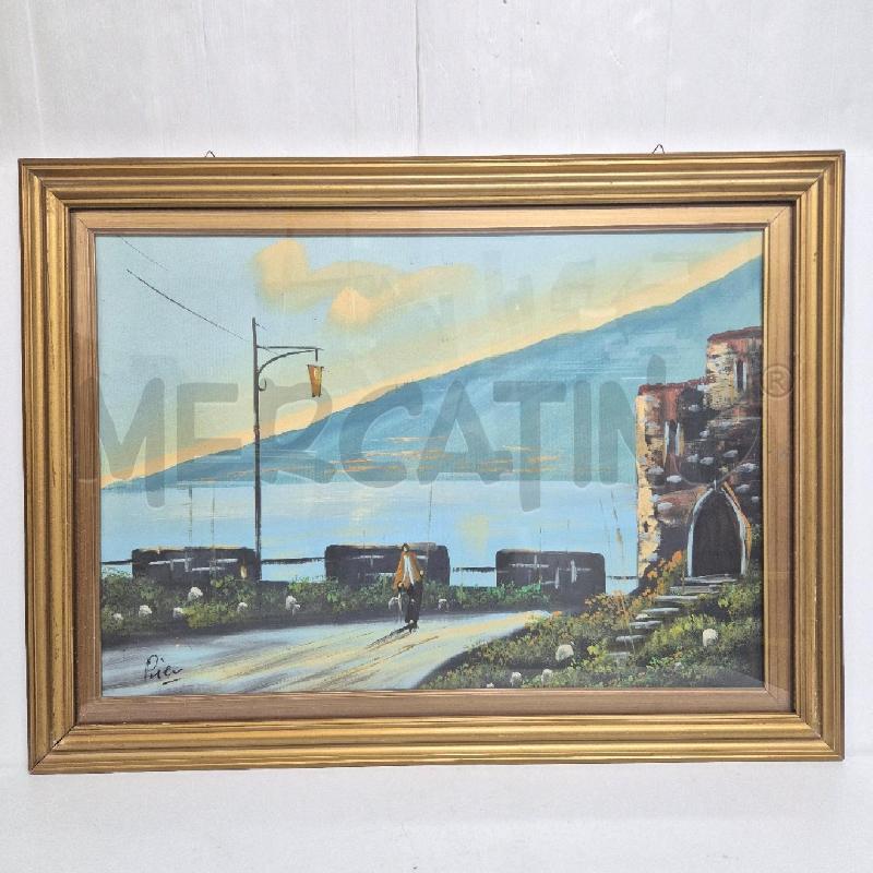 QUADRO OLIO SU TELA STRADA LUNGOMARE E BORGHETTO | Mercatino dell'Usato Cervia 1