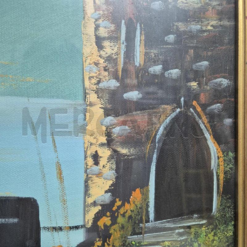QUADRO OLIO SU TELA STRADA LUNGOMARE E BORGHETTO | Mercatino dell'Usato Cervia 3