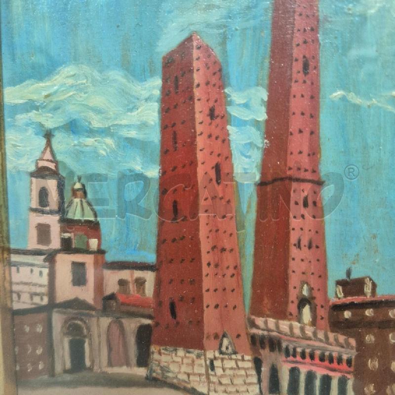 QUADRO OLIO SU TELA TORRI DI BOLOGN | Mercatino dell'Usato Cervia 2