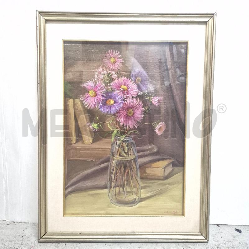 QUADRO OLIO SU TELA VASO DI FIORI | Mercatino dell'Usato Cervia 1