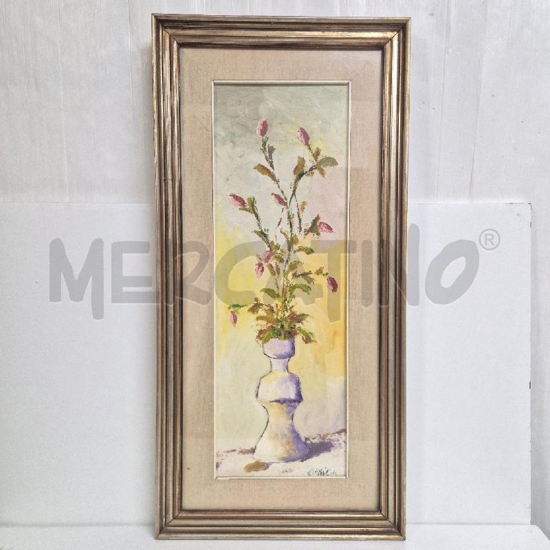QUADRO OLIO SU TELA VASO DI FIORI IN PENOMBRA | Mercatino dell'Usato Cervia 1