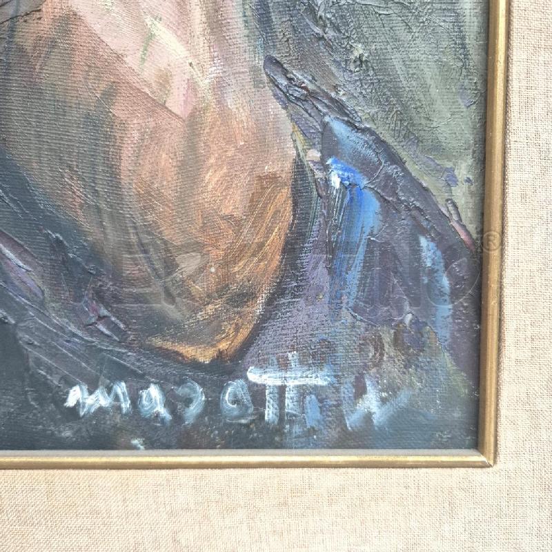 QUADRO OLIO SU TELA WALTER MASOTTI UOMO CON PIPA | Mercatino dell'Usato Cervia 4