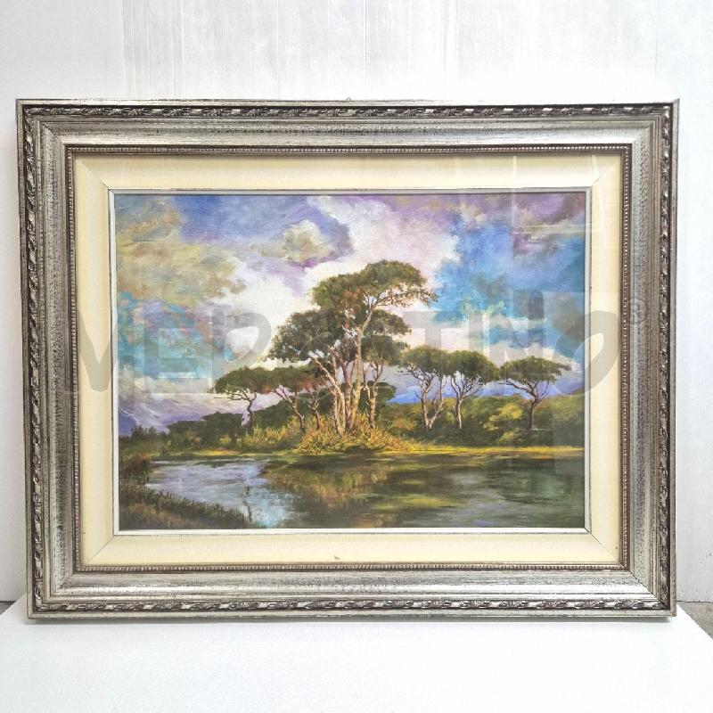 QUADRO PINI CON ACQUA CORNICE ARGENTATA | Mercatino dell'Usato Cervia 1