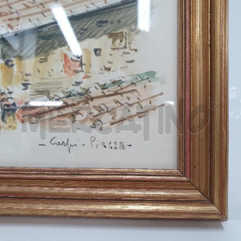 QUADRO SERGIO MANFREDI ACQUERELLO CARPI PIAZZA | Mercatino dell'Usato Cervia 4