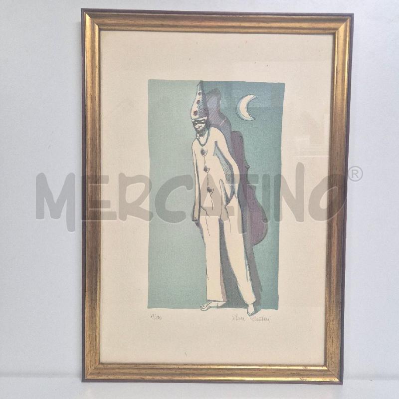 QUADRO SERIGRAFIA NUMERATA SILVER PLACHESI UOMO SOTTO LA LUNA | Mercatino dell'Usato Cervia 1