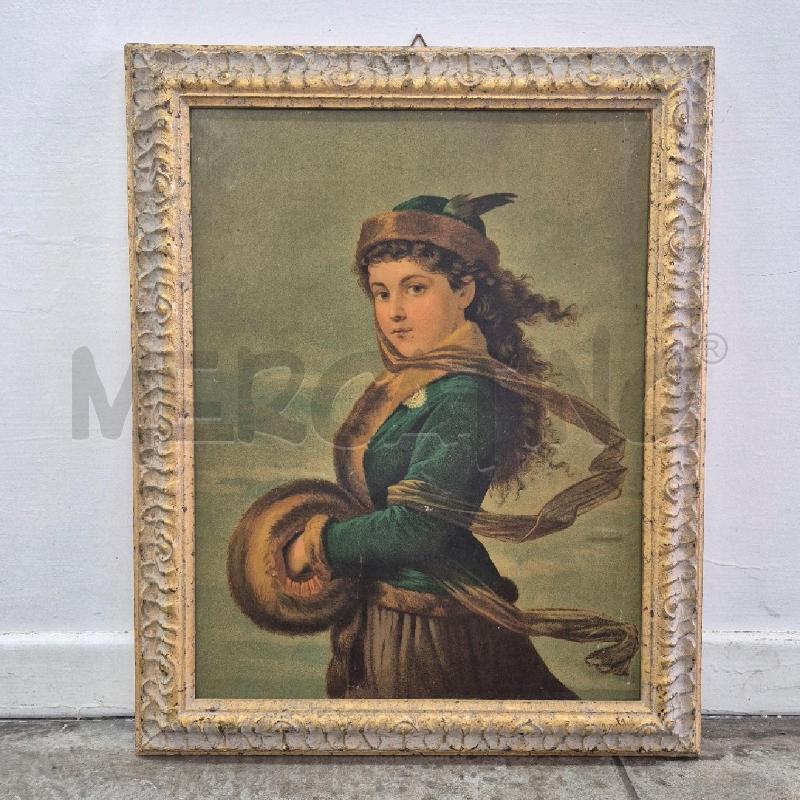 QUADRO STAMPA SU FAESITE DONNA VESTITO VERDE | Mercatino dell'Usato Cervia 1