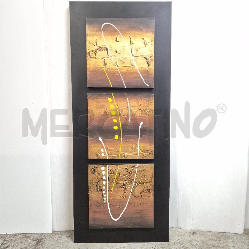 QUADRO STAMPA SU TELA TRITTICO ASTRATTO SCHIZZI GIALLI BIANCHI | Mercatino dell'Usato Cervia 1