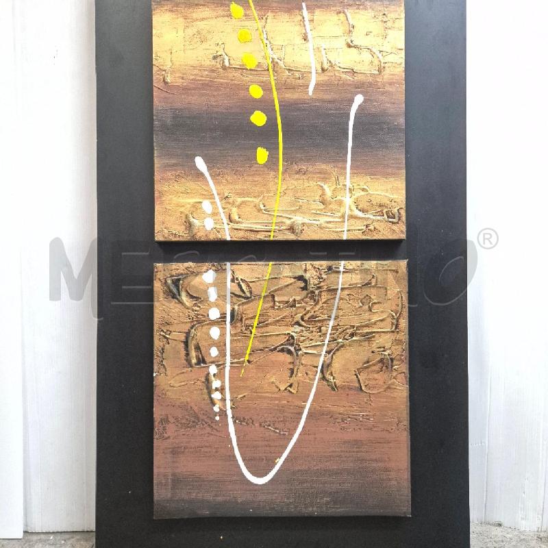 QUADRO STAMPA SU TELA TRITTICO ASTRATTO SCHIZZI GIALLI BIANCHI | Mercatino dell'Usato Cervia 3