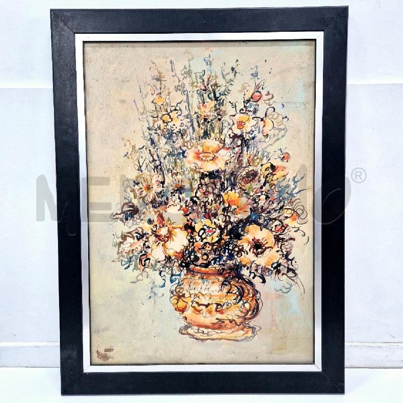 QUADRO TEMPERA SU FAESITE VASO FIORI | Mercatino dell'Usato Cervia 1