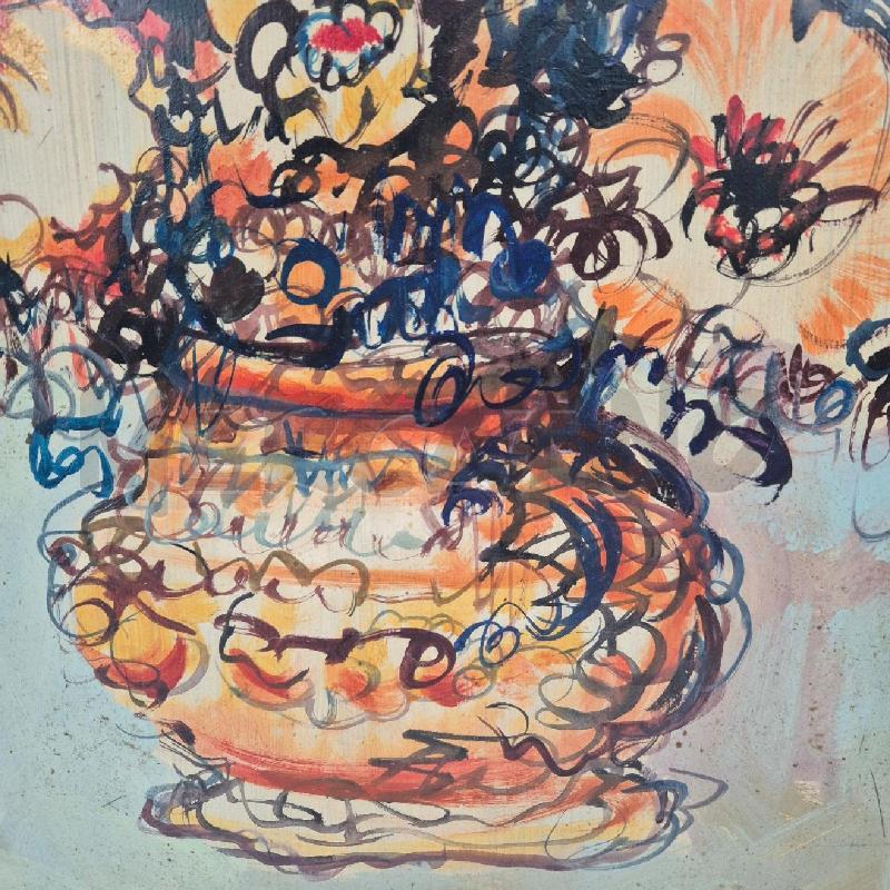 QUADRO TEMPERA SU FAESITE VASO FIORI | Mercatino dell'Usato Cervia 2