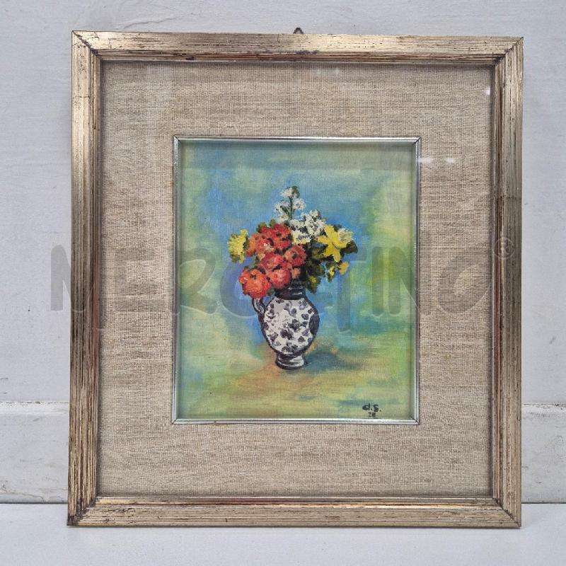 QUADRO VASO FIORI SFONDO AZZURRO | Mercatino dell'Usato Cervia 1