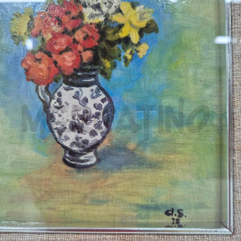 QUADRO VASO FIORI SFONDO AZZURRO | Mercatino dell'Usato Cervia 3