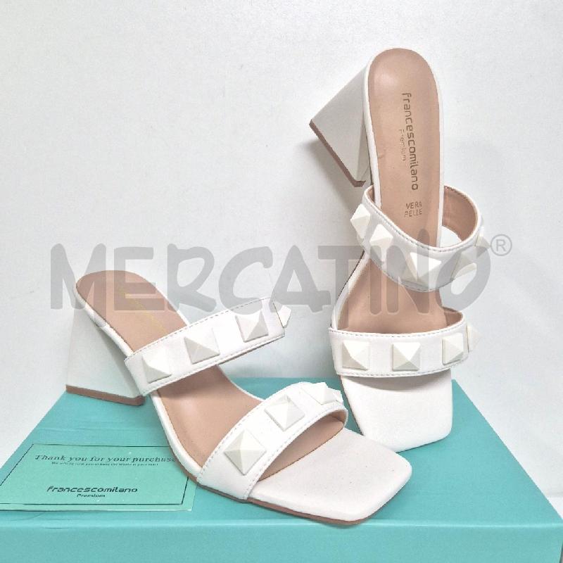 SANDALI DONNA BIANCHI +BORCHIE F. MILANO  | Mercatino dell'Usato Cervia 1