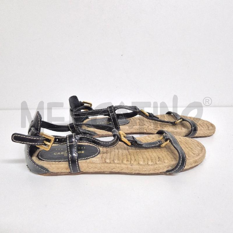 SANDALI DONNA CAR SHOE CORDA E PELLE NERA | Mercatino dell'Usato Cervia 3