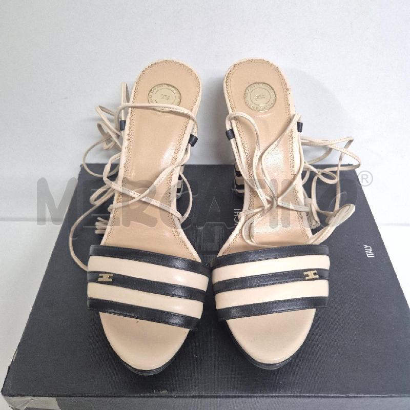 SANDALI DONNA ELISABETTA FRANCHI RIGHE BIANCHE NERE | Mercatino dell'Usato Cervia 2