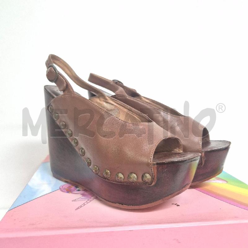 SANDALI DONNA JEFFREY CAMPBELL MARRONI  ZEPPA LEGNO BORCHIATA | Mercatino dell'Usato Cervia 1