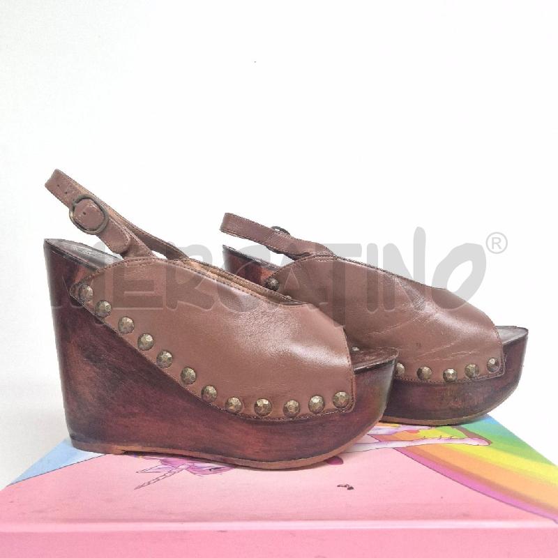 SANDALI DONNA JEFFREY CAMPBELL MARRONI  ZEPPA LEGNO BORCHIATA | Mercatino dell'Usato Cervia 3