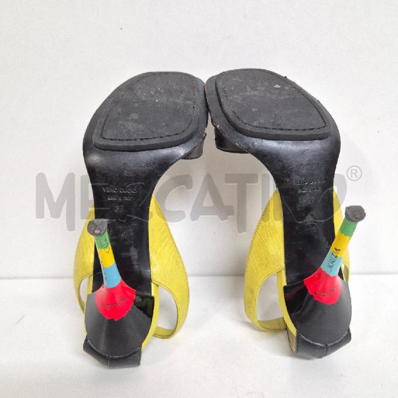 SANDALI DONNA KRIZIA NERI GIALLI TACCO MULTICOLOR | Mercatino dell'Usato Cervia 5